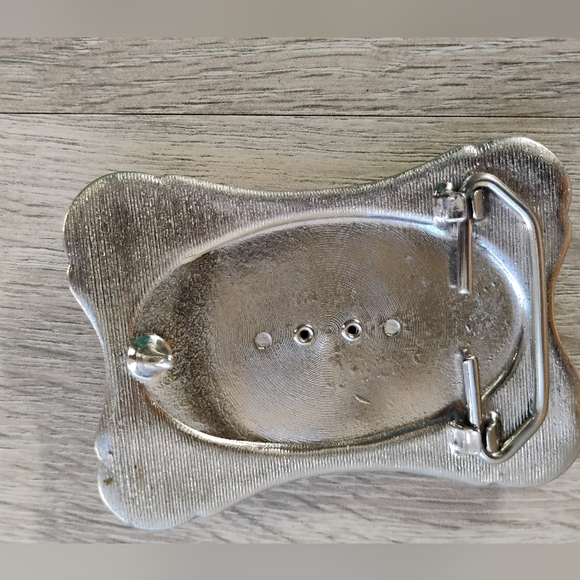 Vintage Western Natural Rhodonite Belt Buckle Silver Toned Handcrafted - Picture 7 of 13